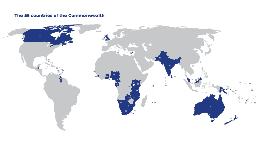 Map of the Commonwealth Countries